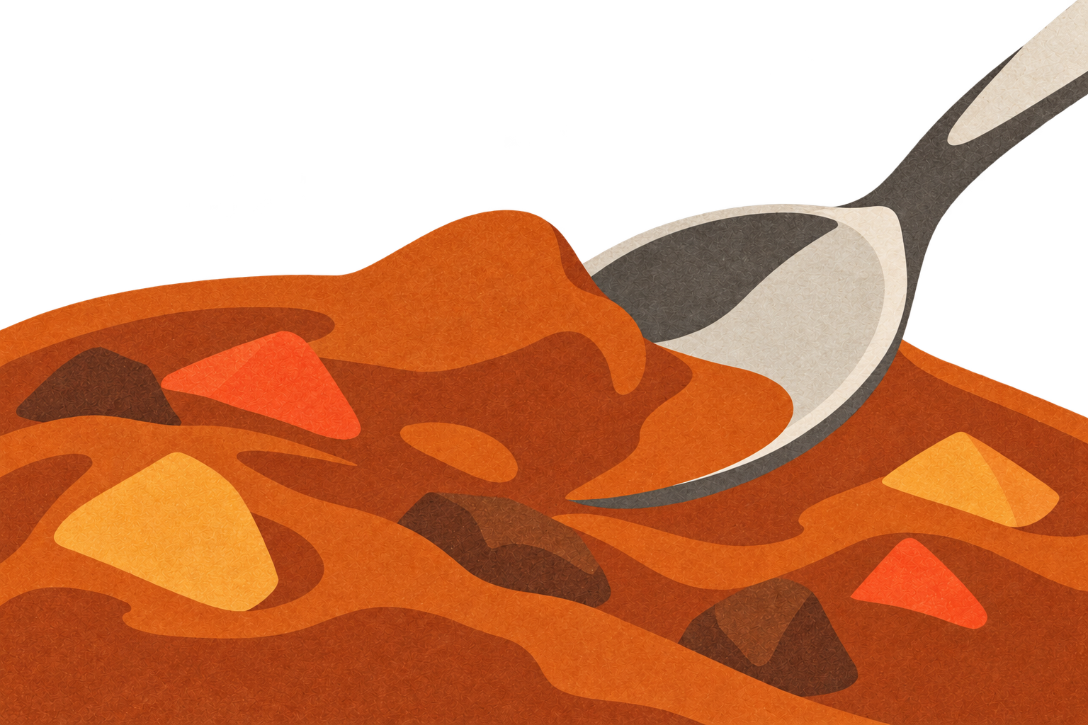 カレーをすくうスプーンのクローズアップ（生成イラスト）